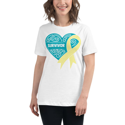 Survivor Teal Bone and Sarcoma Cancer -- Womens Relaxed T Shirt