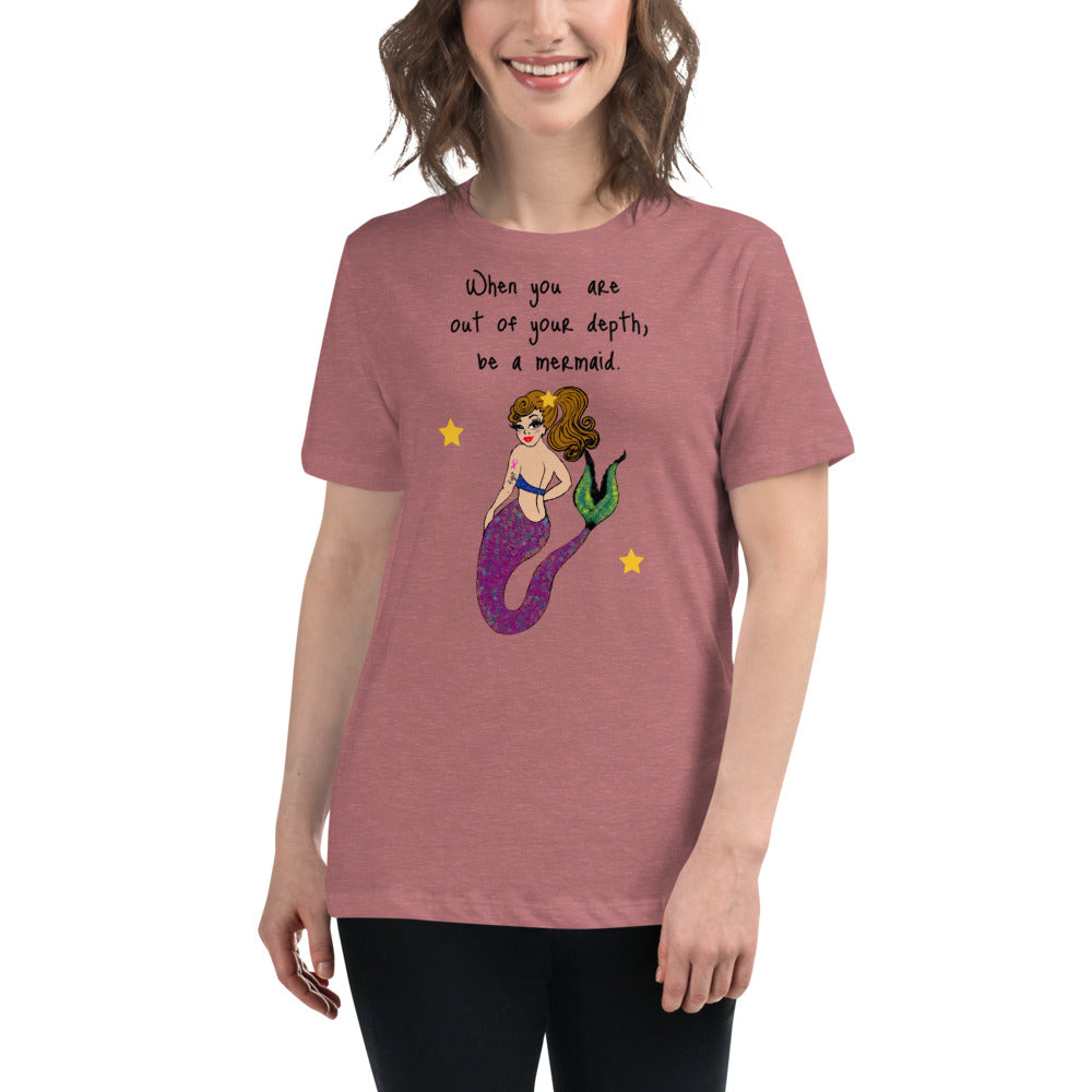 Be A Mermaid Breast Cancer-- Womens Relaxed T Shirt