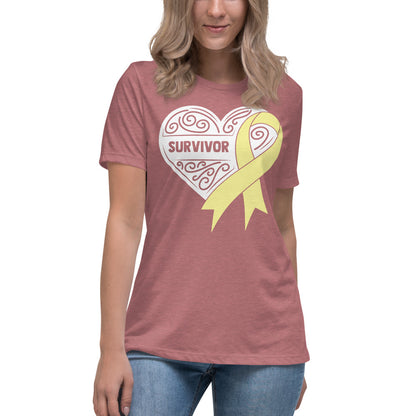 Survivor White Bone and Sarcoma Cancer -- Womens Relaxed T Shirt