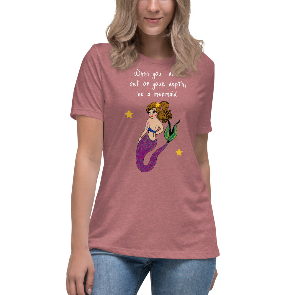 Be a Mermaid Breast Cancer -- Womens Relaxed T Shirt