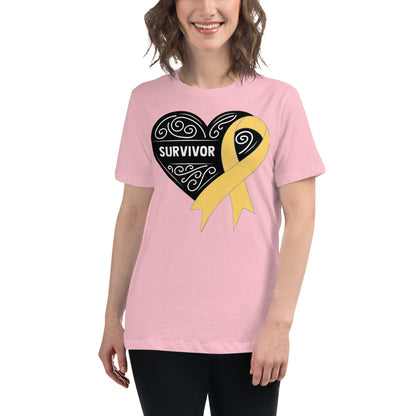 Survivor Black Childhood Cancer -- Womens Relaxed T Shirt