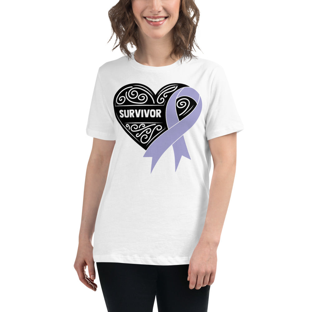 Survivor Black Stomach Cancer -- Womens Relaxed T Shirt