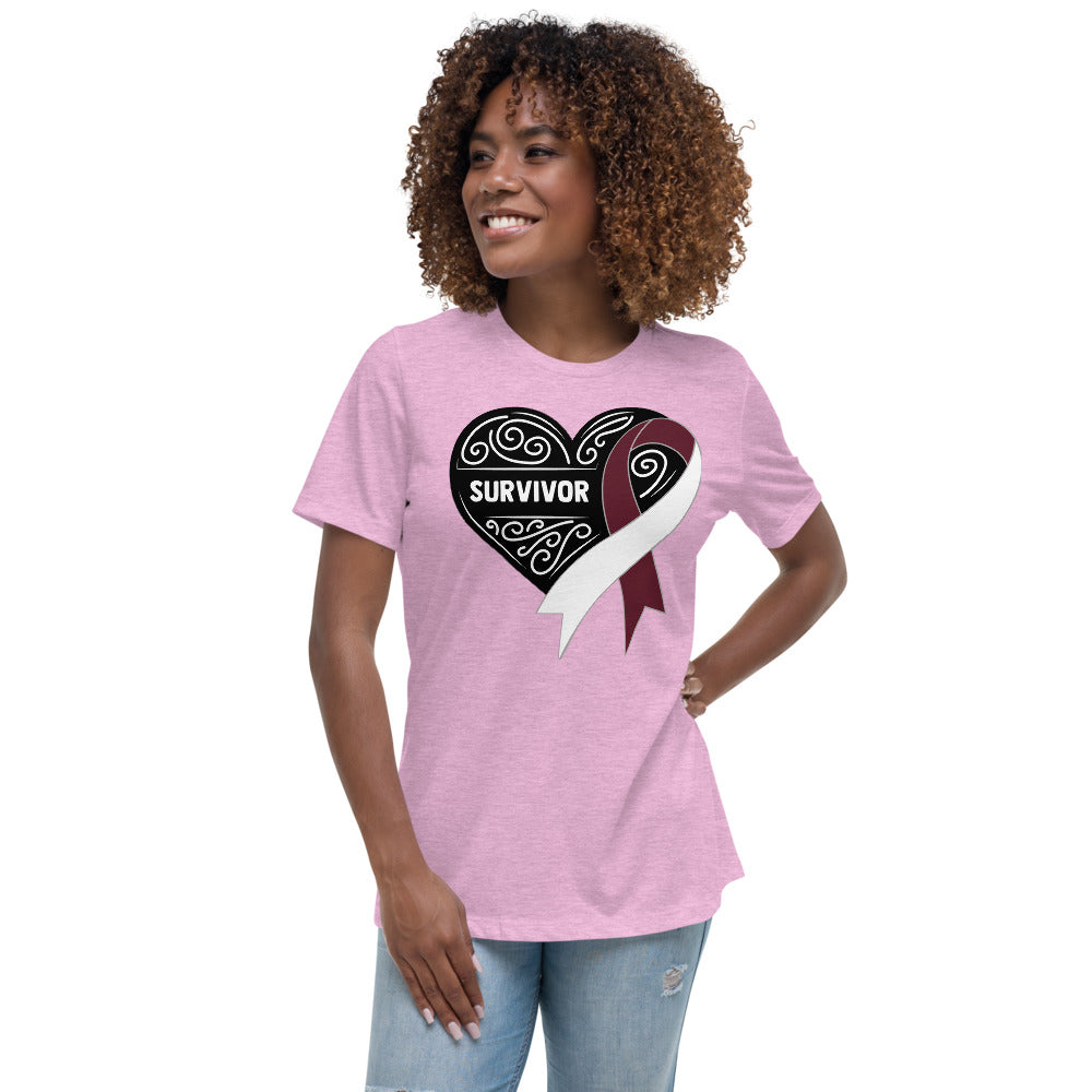 Survivor Black Head and Neck Cancer -- Womens Relaxed T Shirt