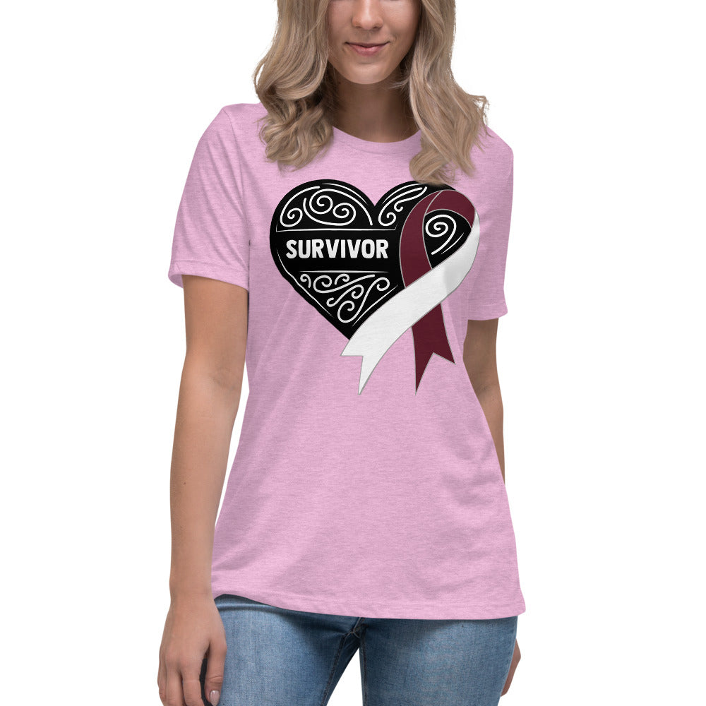 Survivor Black Head and Neck Cancer -- Womens Relaxed T Shirt