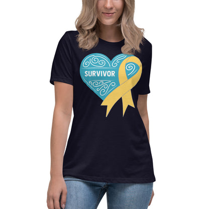 Survivor Teal Childhood Cancer -- Womens Relaxed T Shirt