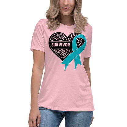 Survivor Black Ovarian Cancer -- Womens Relaxed T Shirt