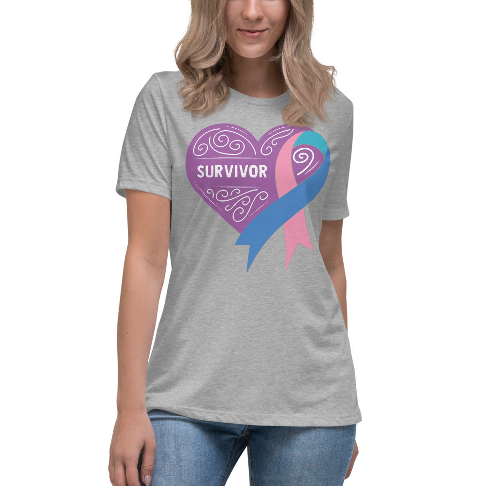 Survivor Lavender Thyroid Cancer -- Womens Relaxed T Shirt