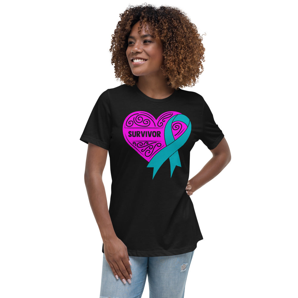 Survivor Pink Ovarian Cancer -- Womens Relaxed T Shirt