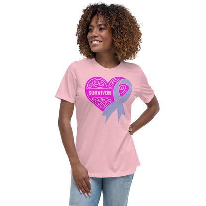 Survivor Pink Stomach Cancer -- Womens Relaxed T Shirt