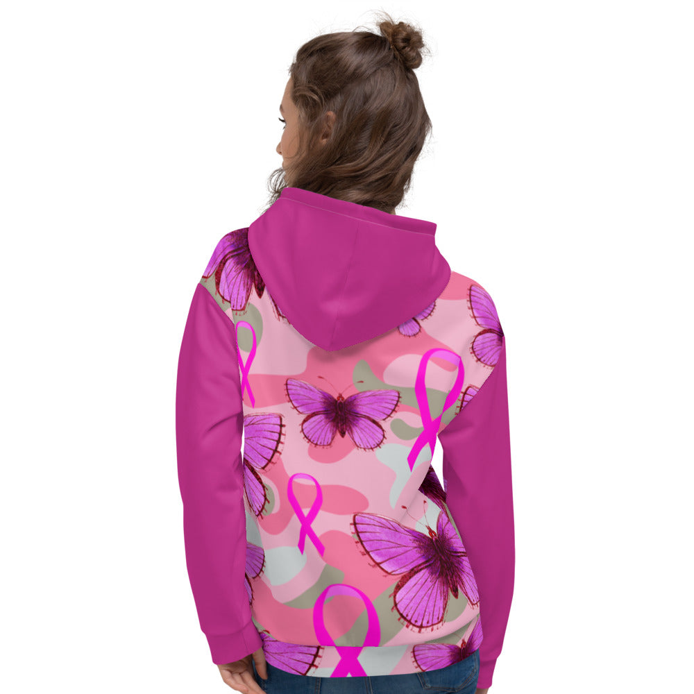 Butterfly Breast Cancer Ribbon - Unisex Hoodie