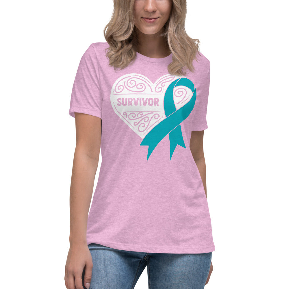 Survivor White Ovarian Cancer -- Womens Relaxed T Shirt