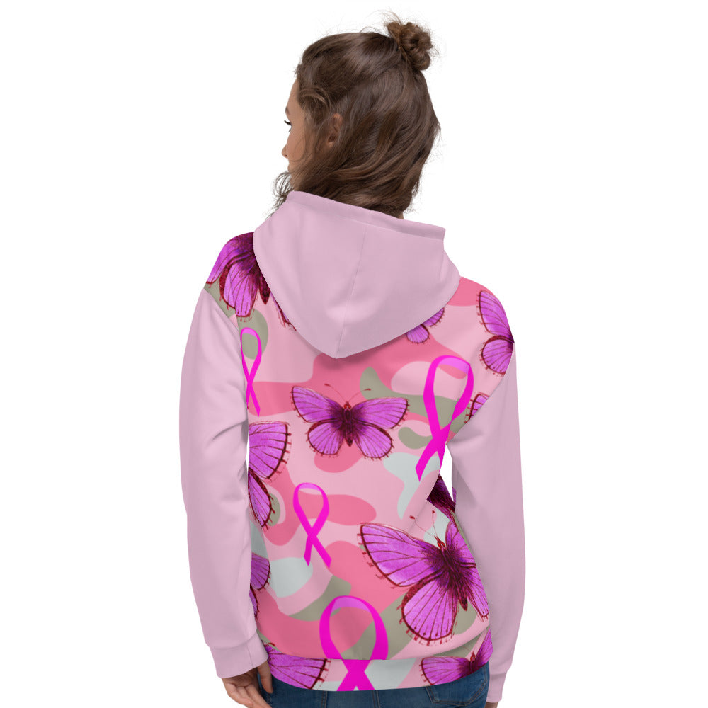 Butterfly Breast Cancer Ribbon - Unisex Hoodie