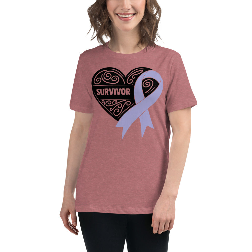 Survivor Black Stomach Cancer -- Womens Relaxed T Shirt