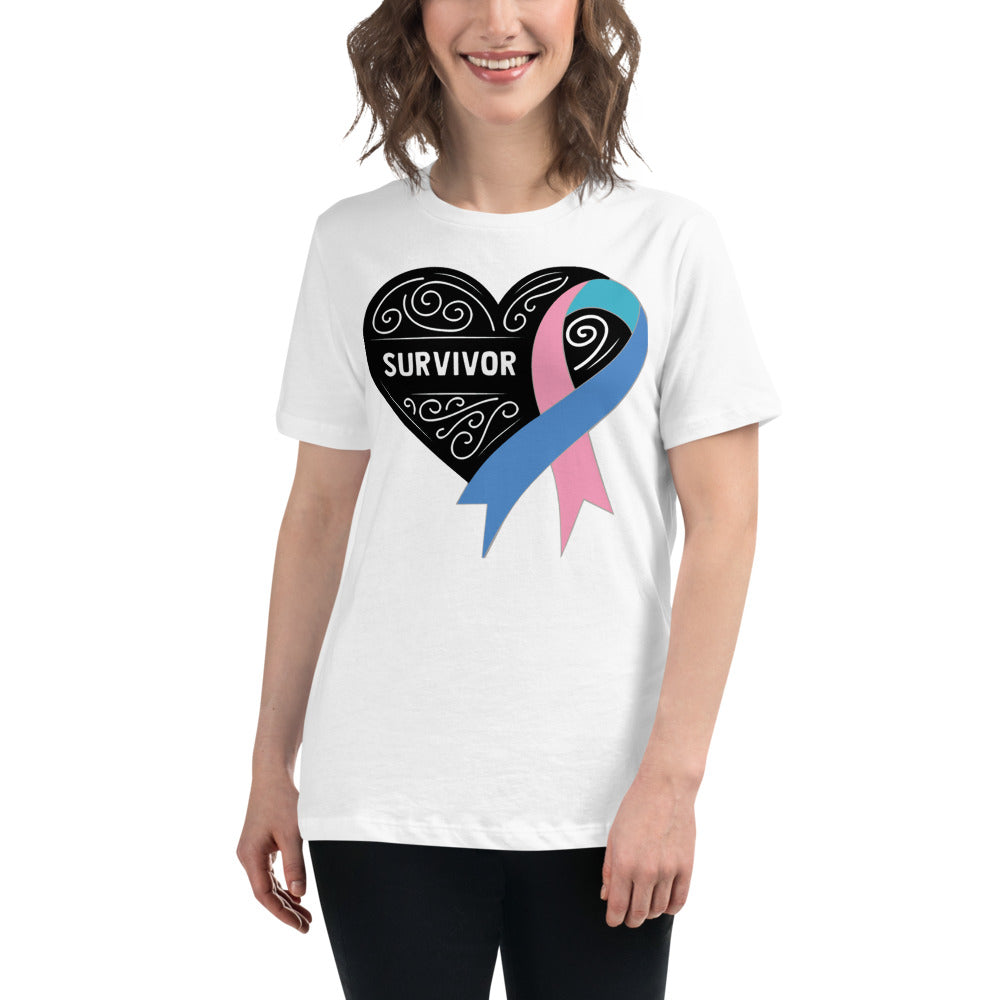 Survivor Black Thyroid Cancer -- Womens Relaxed T Shirt