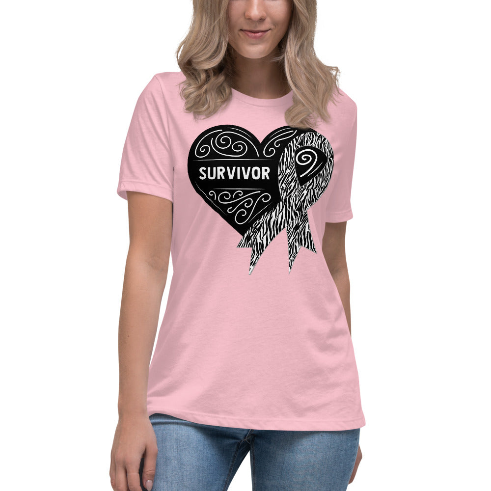 Survivor Black Carcanoid Cancer -- Womens Relaxed T Shirt