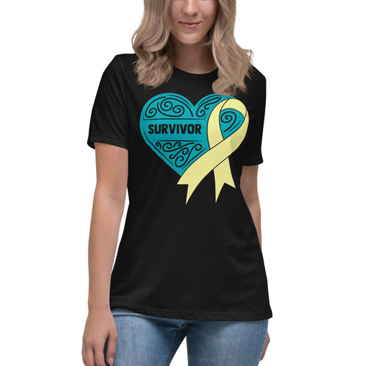 Survivor Teal Bone and Sarcoma Cancer -- Womens Relaxed T Shirt