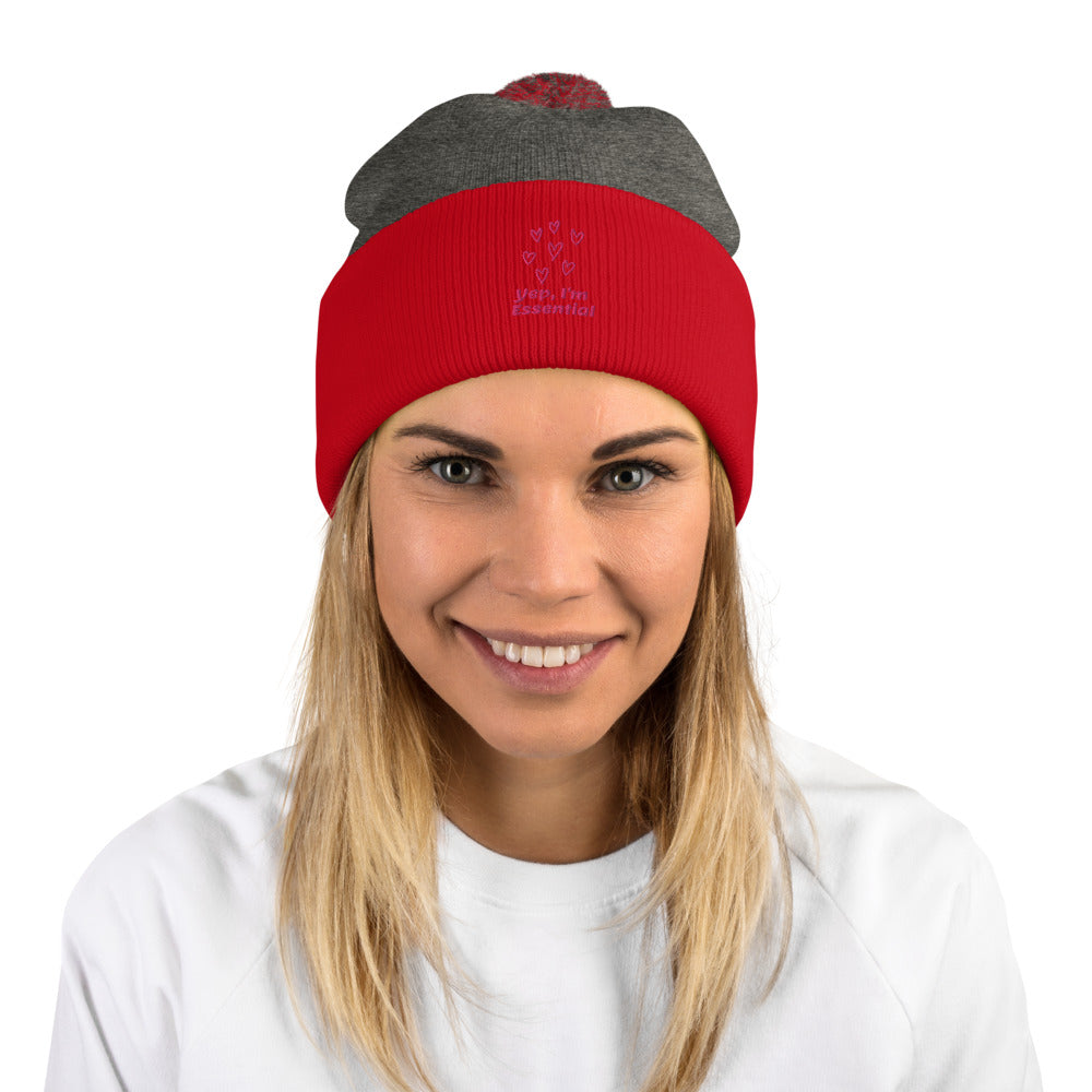 Yes I'm essential - Pom-Pom Beanie