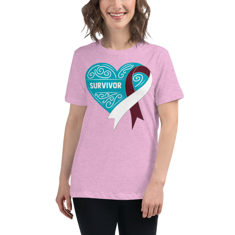 Survivor Teal Head and Neck Cancer -- Womens Relaxed T Shirt