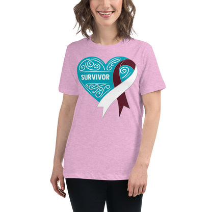 Survivor Teal Head and Neck Cancer -- Womens Relaxed T Shirt