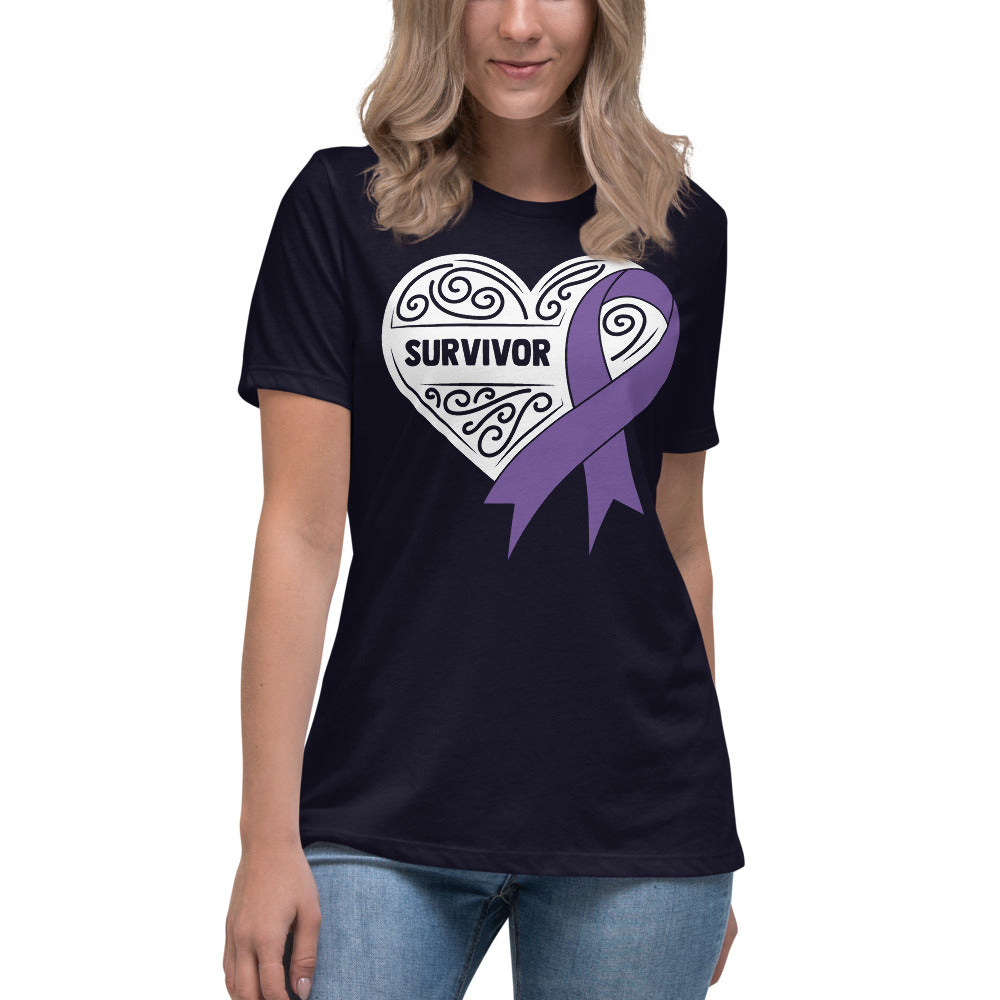 Survivor White All Cancers -- Womens Relaxed T Shirt