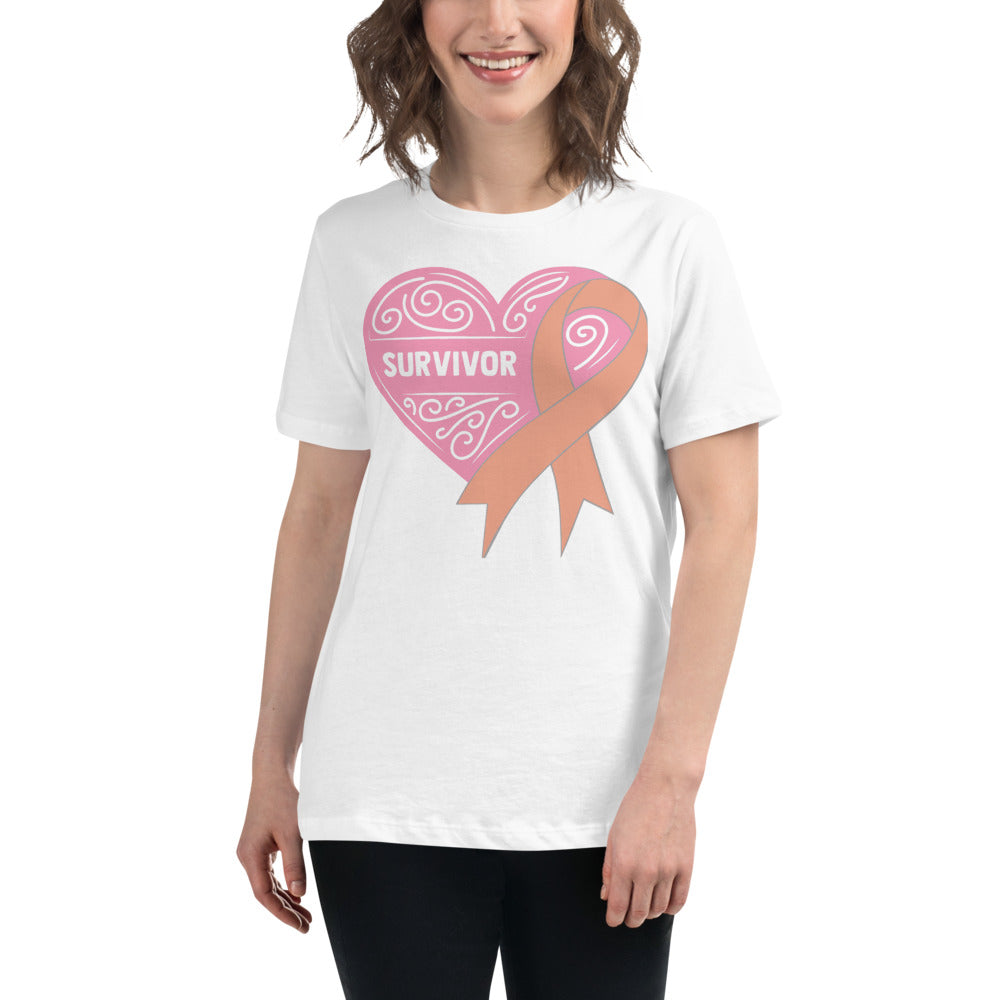 Survivor Pink Uterine or Endometrial Cancer -- Womens Relaxed T Shirt