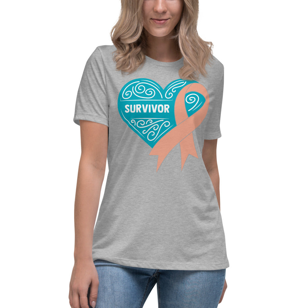 Survivor Teal Uterine or Endometrial Cancer -- Womens Relaxed T Shirt