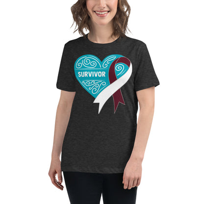 Survivor Teal Head and Neck Cancer -- Womens Relaxed T Shirt