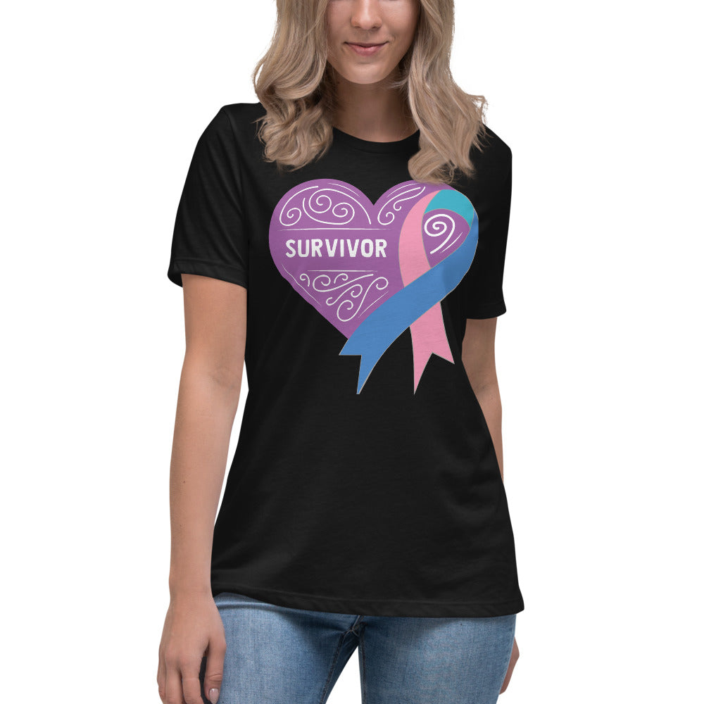 Survivor Lavender Thyroid Cancer -- Womens Relaxed T Shirt