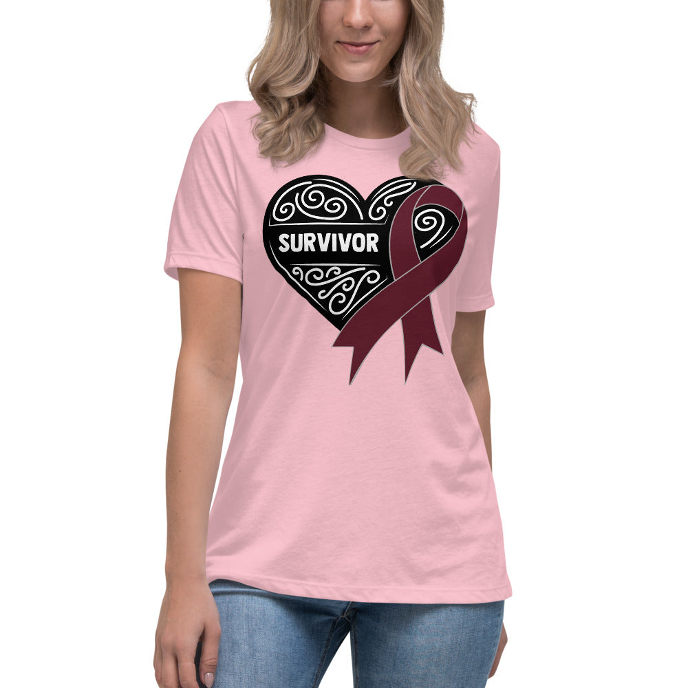 Survivor Black Multiple Myeloma Cancer -- Womens Relaxed T Shirt