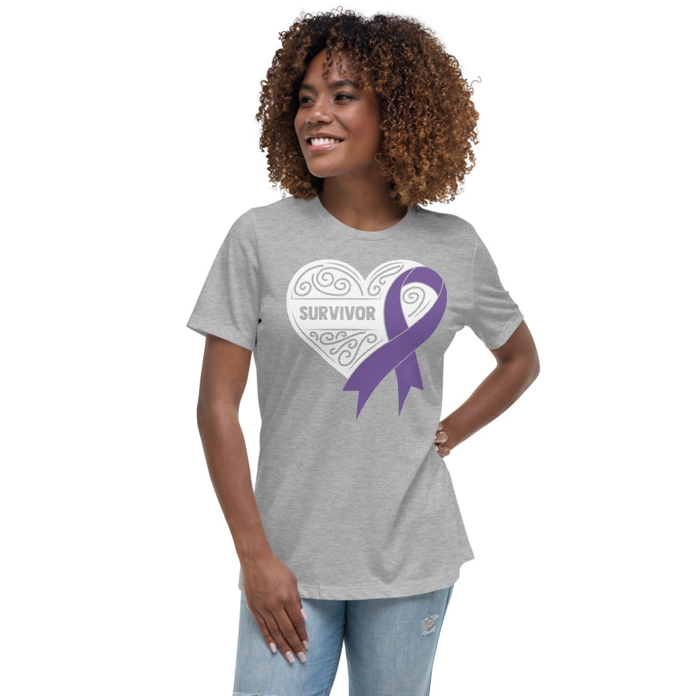 Survivor White All Cancers -- Womens Relaxed T Shirt