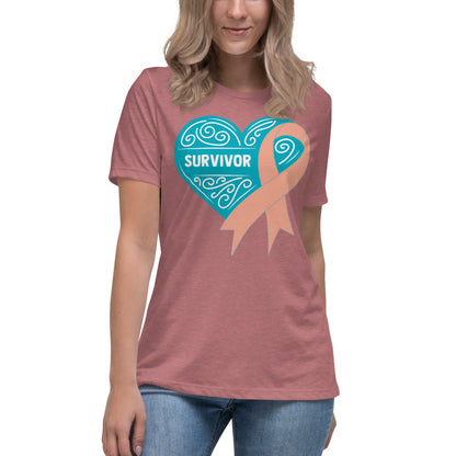 Survivor Teal Uterine or Endometrial Cancer -- Womens Relaxed T Shirt