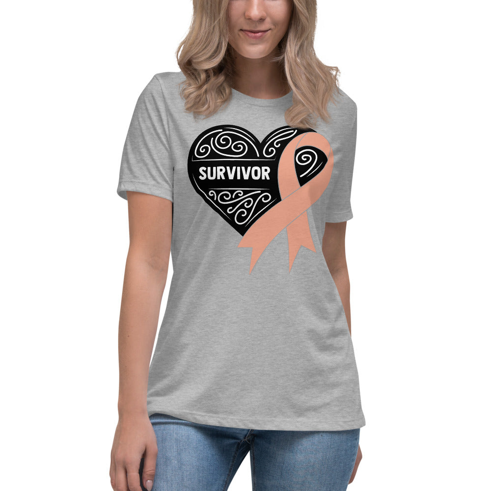 Survivor Black Uterine or Endometrial Cancer -- Womens Relaxed T Shirt