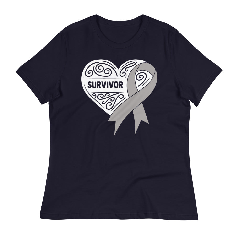 Survivor White Brain Cancer -- Womens Relaxed T Shirt