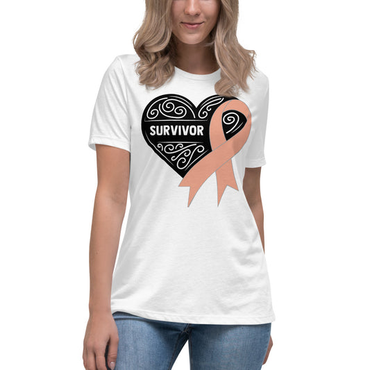 Survivor Black Uterine or Endometrial Cancer -- Womens Relaxed T Shirt