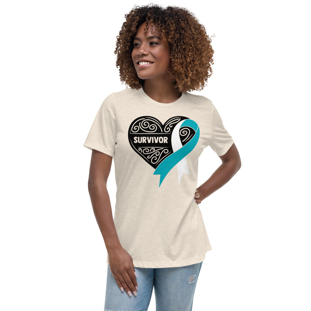 Survivor Black Cervical Cancer -- Womens Relaxed T Shirt