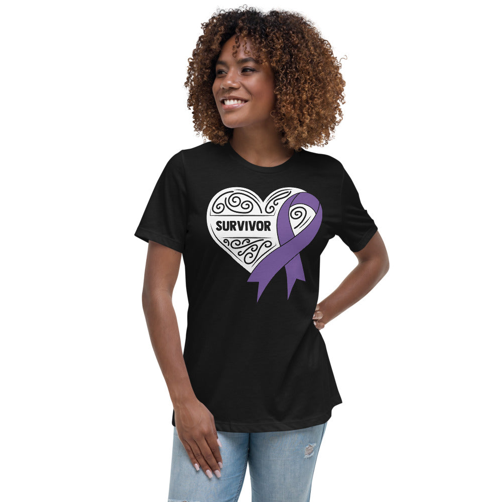 Survivor White All Cancers -- Womens Relaxed T Shirt