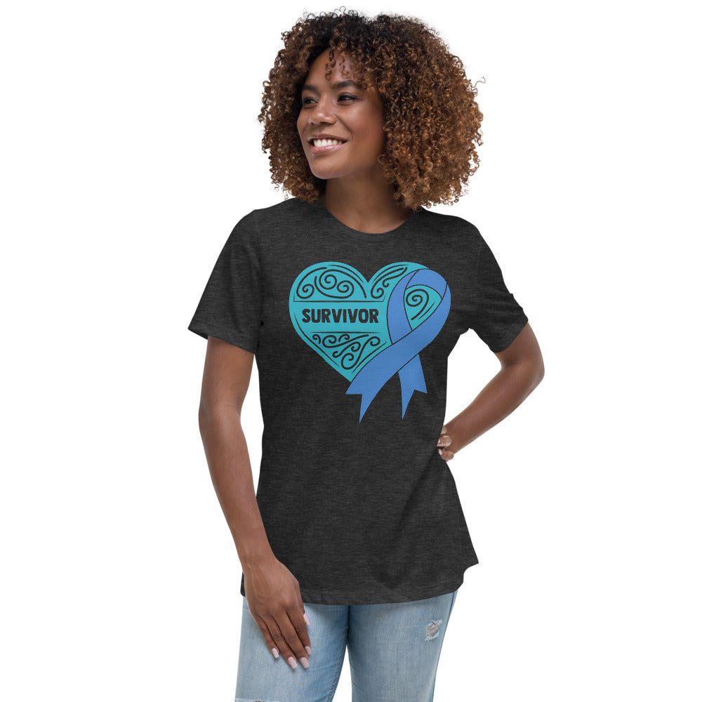 Survivor Teal Colon Cancer -- Womens Relaxed T Shirt