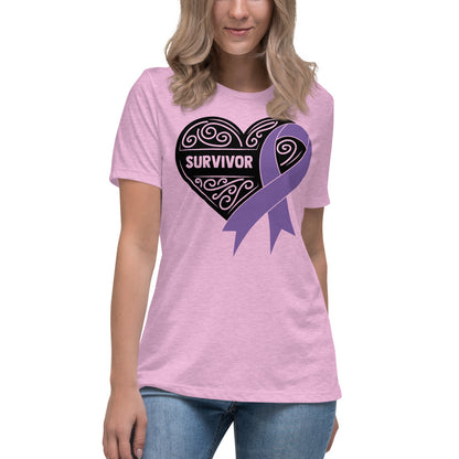 Survivor Black all Cancers -- Womens Relaxed T Shirt