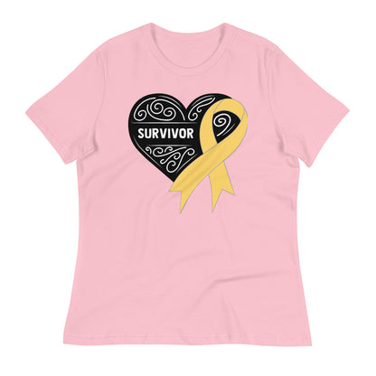 Survivor Black Childhood Cancer -- Womens Relaxed T Shirt