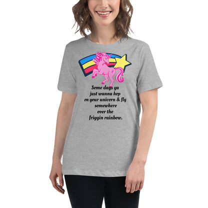 Unicorn Rainbow -- Womens Relaxed T Shirt