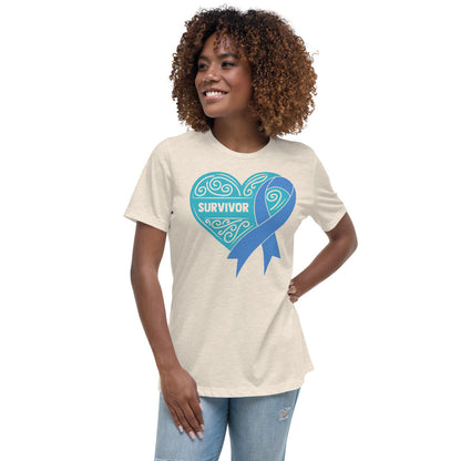 Survivor Teal Colon Cancer -- Womens Relaxed T Shirt