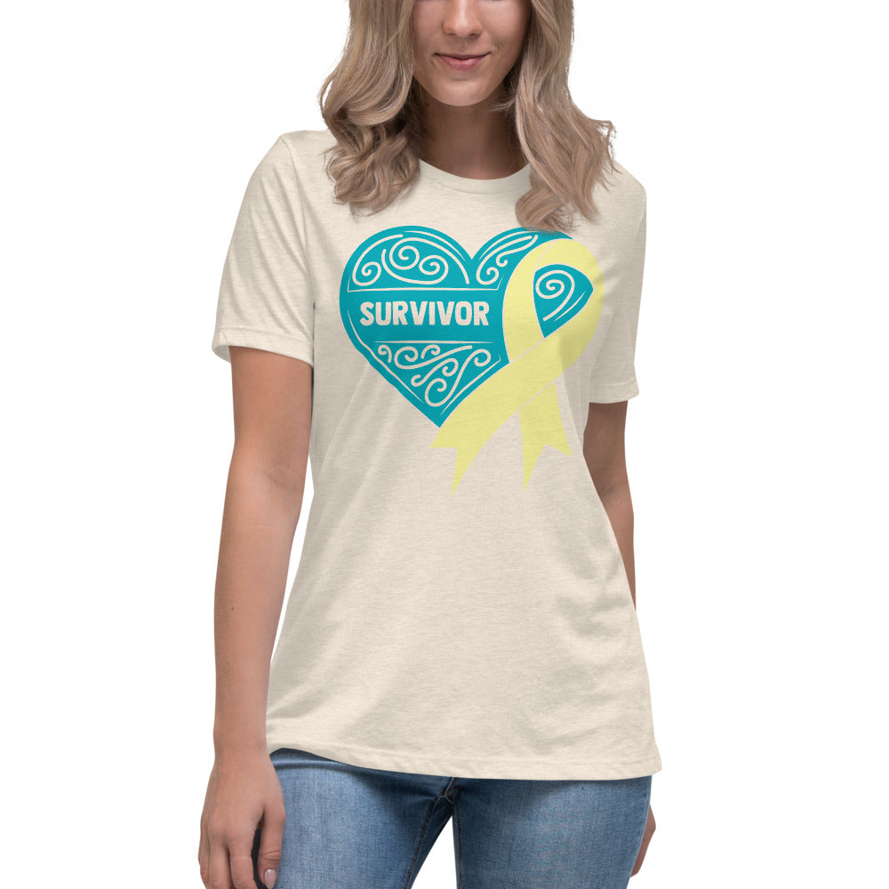 Survivor Teal Bone and Sarcoma Cancer -- Womens Relaxed T Shirt