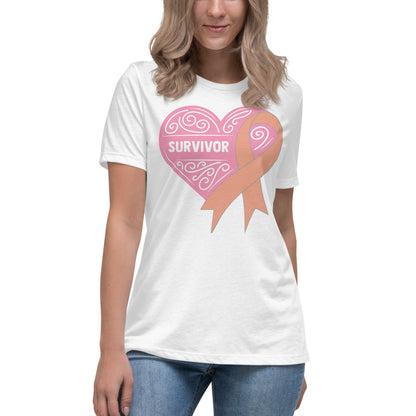 Survivor Pink Uterine or Endometrial Cancer -- Womens Relaxed T Shirt