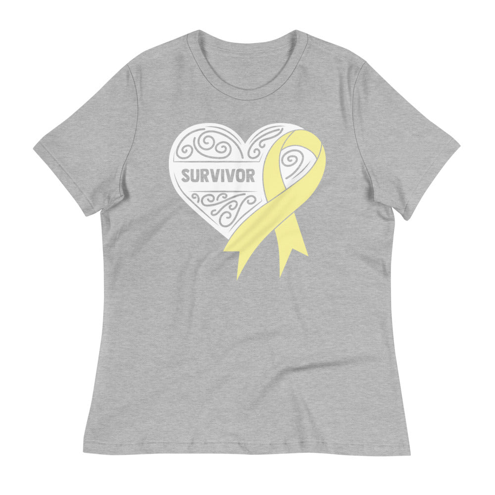 Survivor White Bone and Sarcoma Cancer -- Womens Relaxed T Shirt