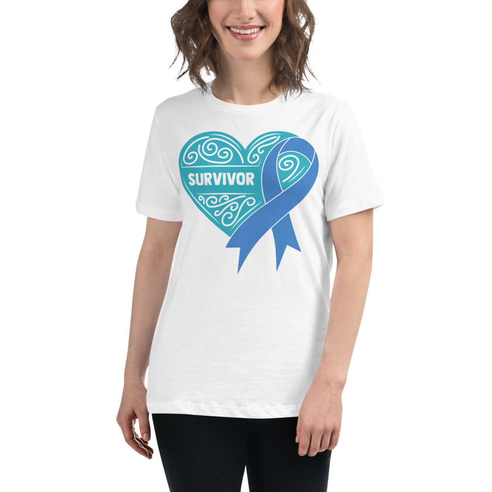 Survivor Teal Colon Cancer -- Womens Relaxed T Shirt