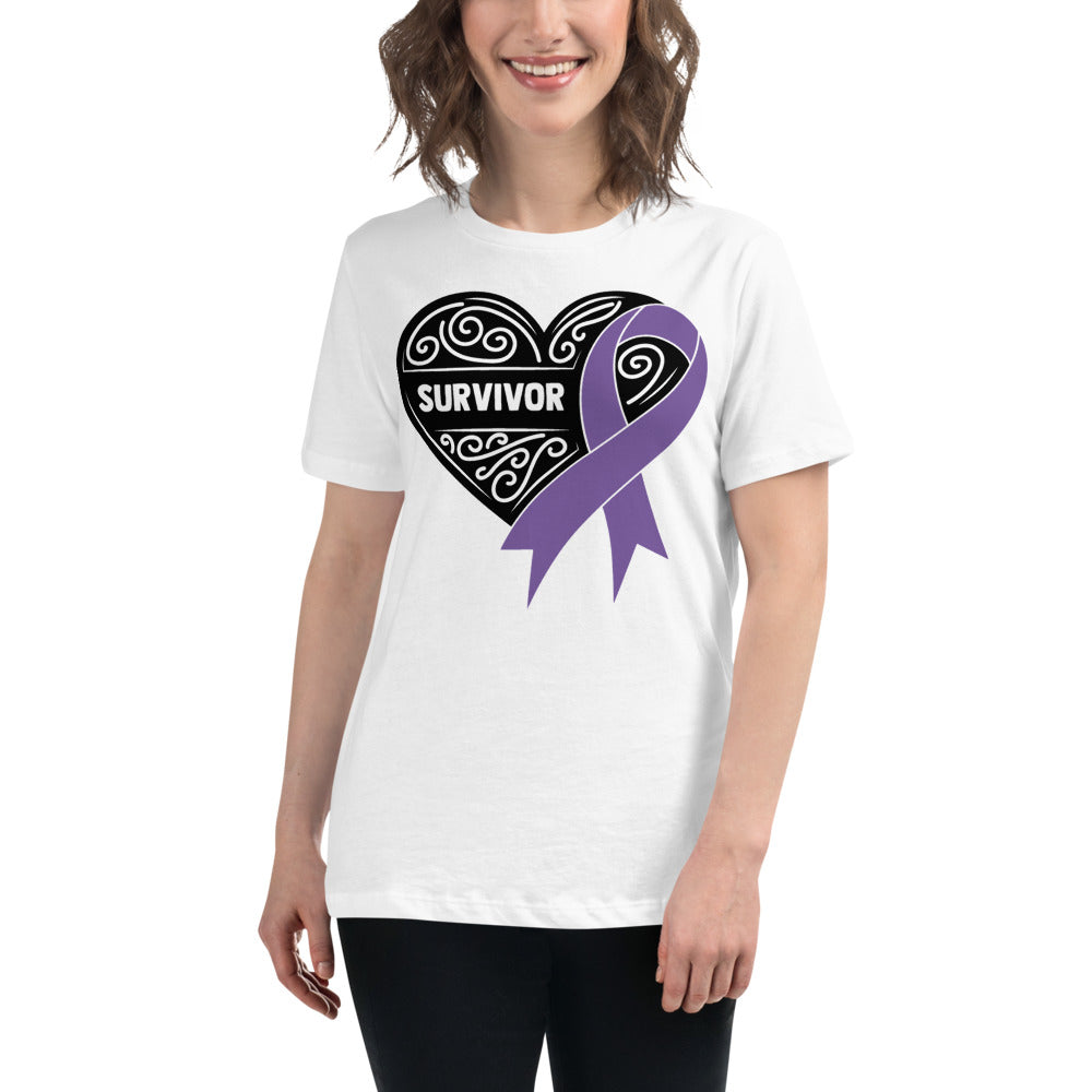 Survivor Black all Cancers -- Womens Relaxed T Shirt