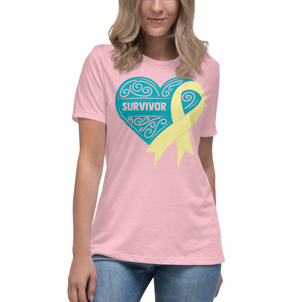 Survivor Teal Bone and Sarcoma Cancer -- Womens Relaxed T Shirt