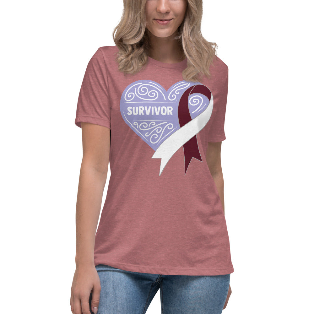 Survivor Lavender Head and Neck Cancer -- Womens Relaxed T Shirt