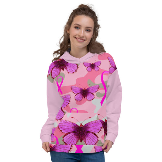 Butterfly Breast Cancer Ribbon - Unisex Hoodie