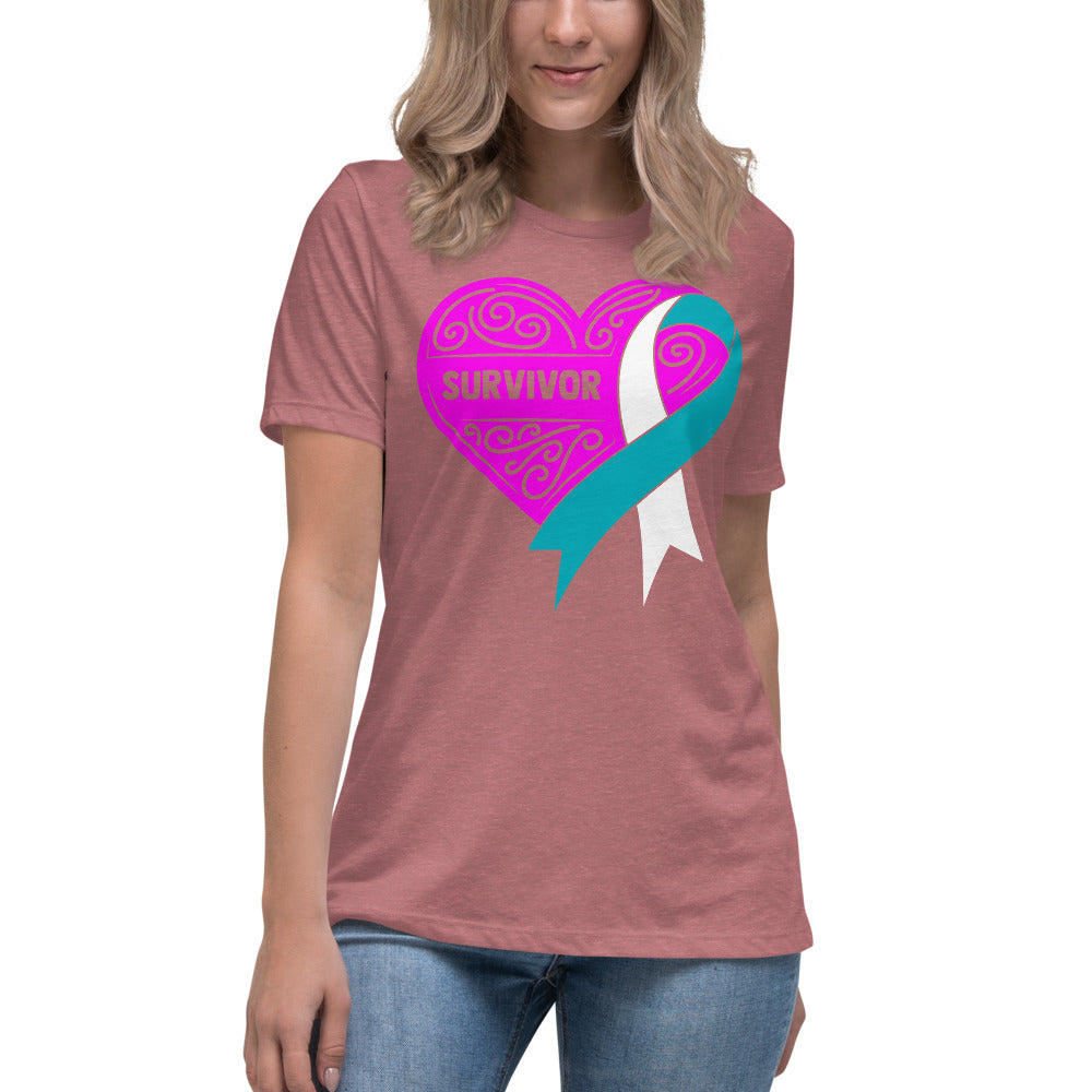 Survivor Pink Cervical Cancer -- Womens Relaxed T Shirt